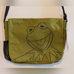 Kermit the Frog Messenger Bag Olive Green Muppets Crossbody NWT Y2K Computer TV